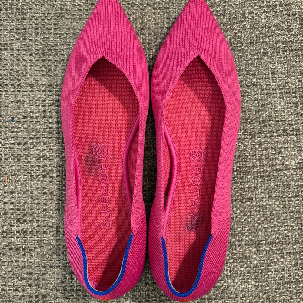 Rothy's Fuchsia and Blue Pointed Flats
